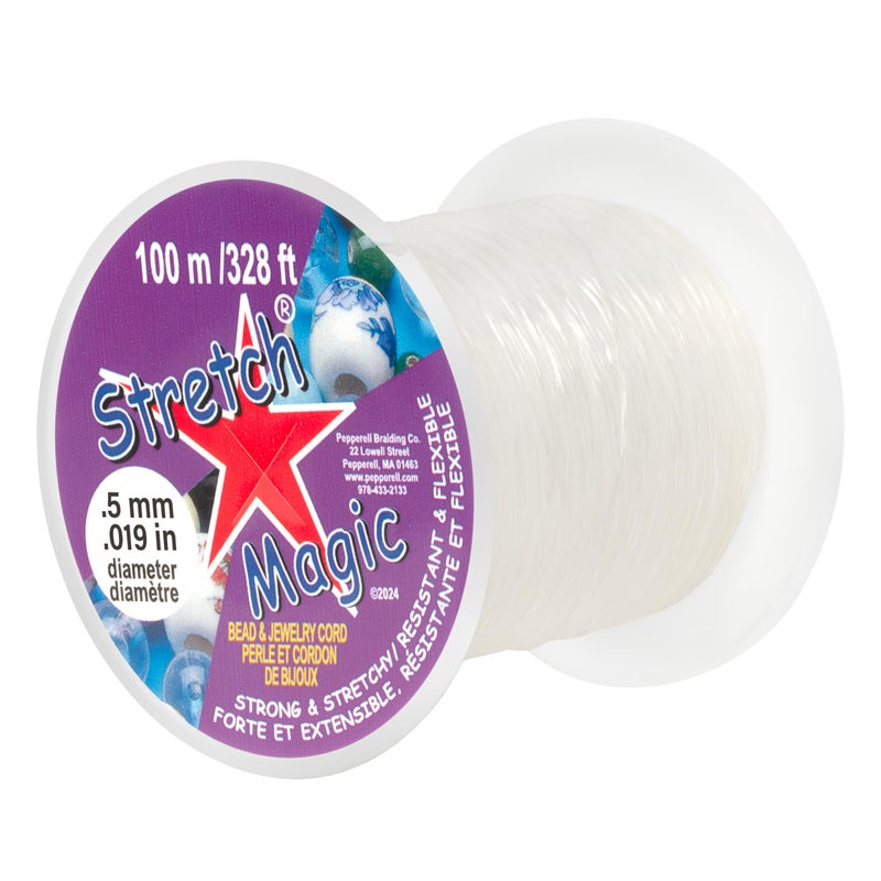 Stretch Magic Bead & Jewelry Cord - Strong & Stretchy, Easy to Knot - Clear Color - 0.5mm Diameter - 100-Meter (328 ft) Spool - Elastic String for Making Beaded Jewelry - Image 1